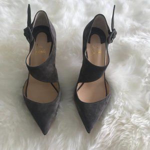 Christian Louboutin Suede Grey Sherpeta Pumps 38